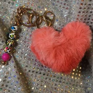 Red Heart Keychain with Gold Accents